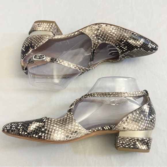 AGL 38 (8) d’Orsay Pump Women’s Snakeskin Print Pointed Toe Strappy Shoes - Picture 11 of 13